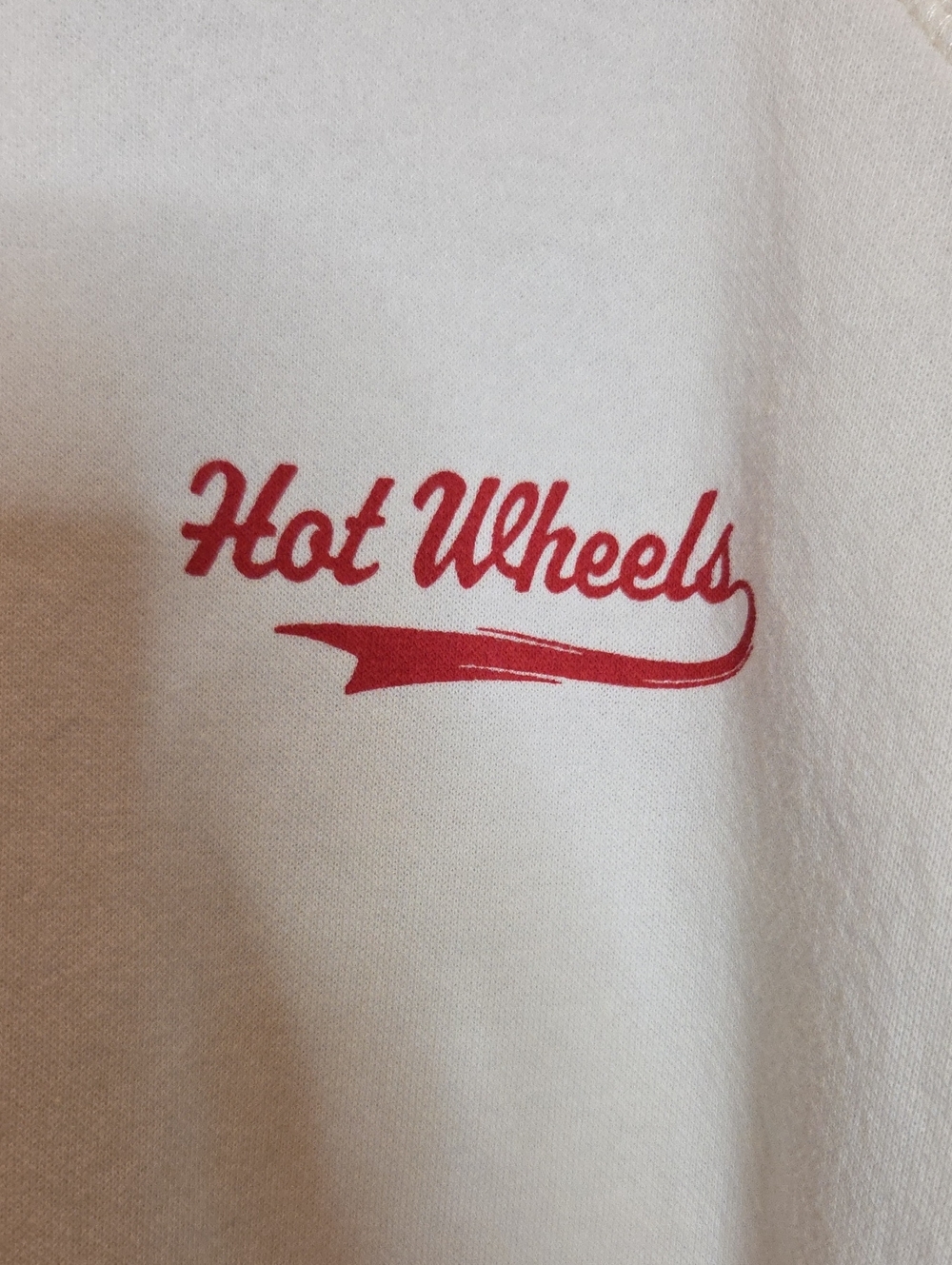 Divided Retro Look Cream Hot Wheels Fleece Crewneck Sweatshirt with Red Trim - Picture 7 of 8